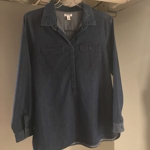 Ladies blue jean long sleeve shirt